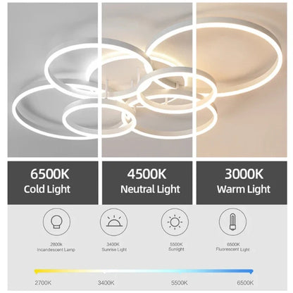 Modern chandelier Led Circle Ring Ceiling Lights For Living Room Bedroom Study Room Ceiling Lamp Golden pendant Lamp AC90-260V