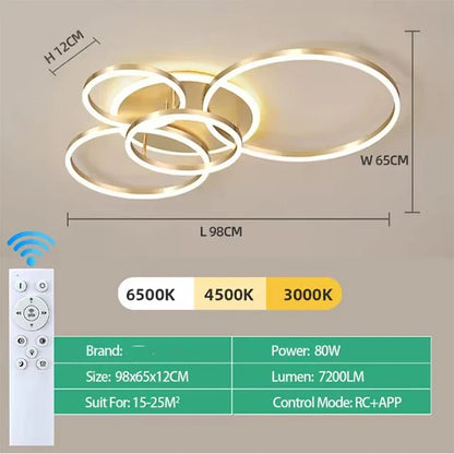 Modern chandelier Led Circle Ring Ceiling Lights For Living Room Bedroom Study Room Ceiling Lamp Golden pendant Lamp AC90-260V