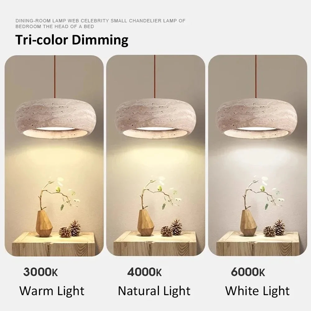Nordic Minimalist Bedroom Bedside Pendant Light Wabi Sabi Yellow Travertine Chandelier Restaurant Bar Dining Room Fixture