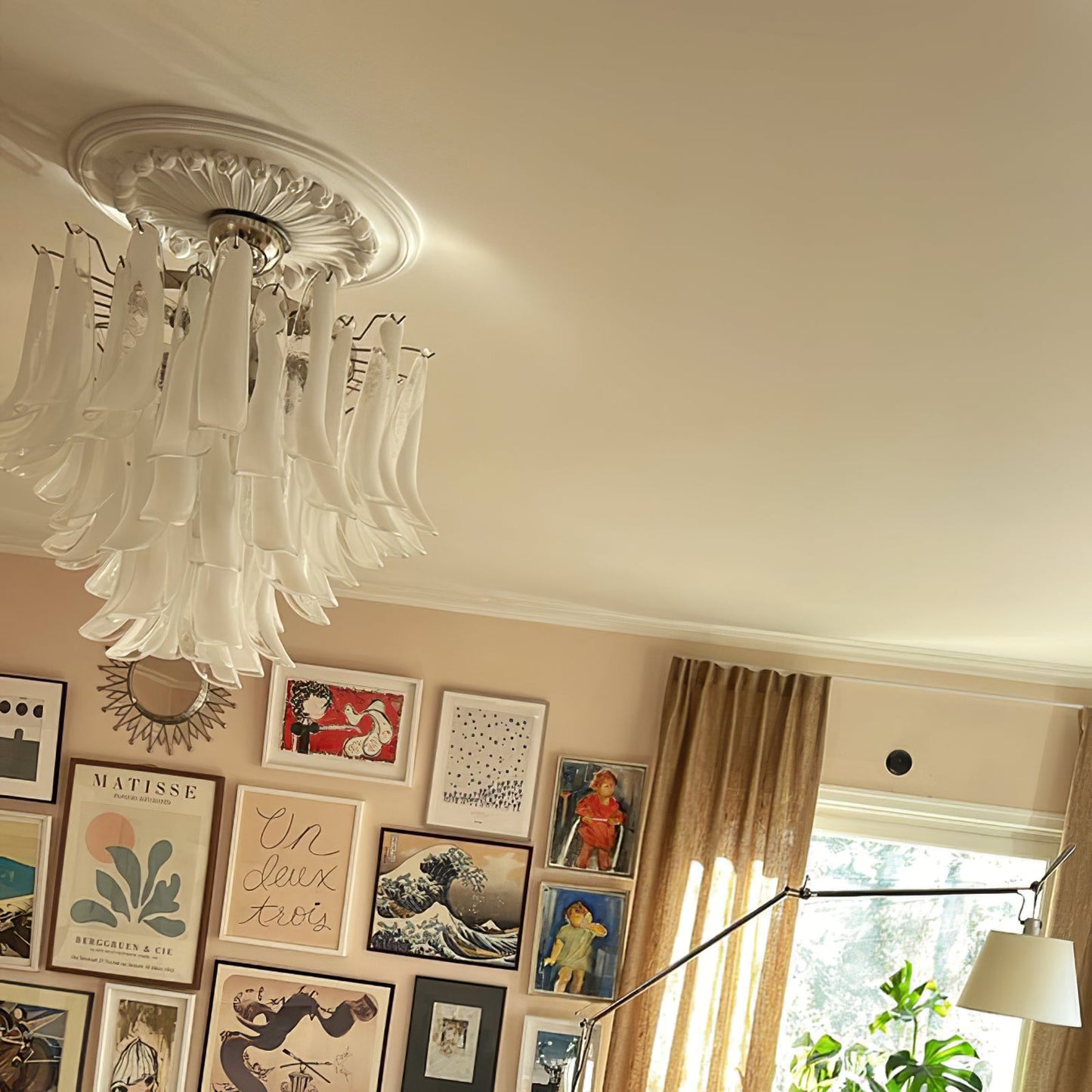 Vintage Murano Petal Glass Ceiling Light