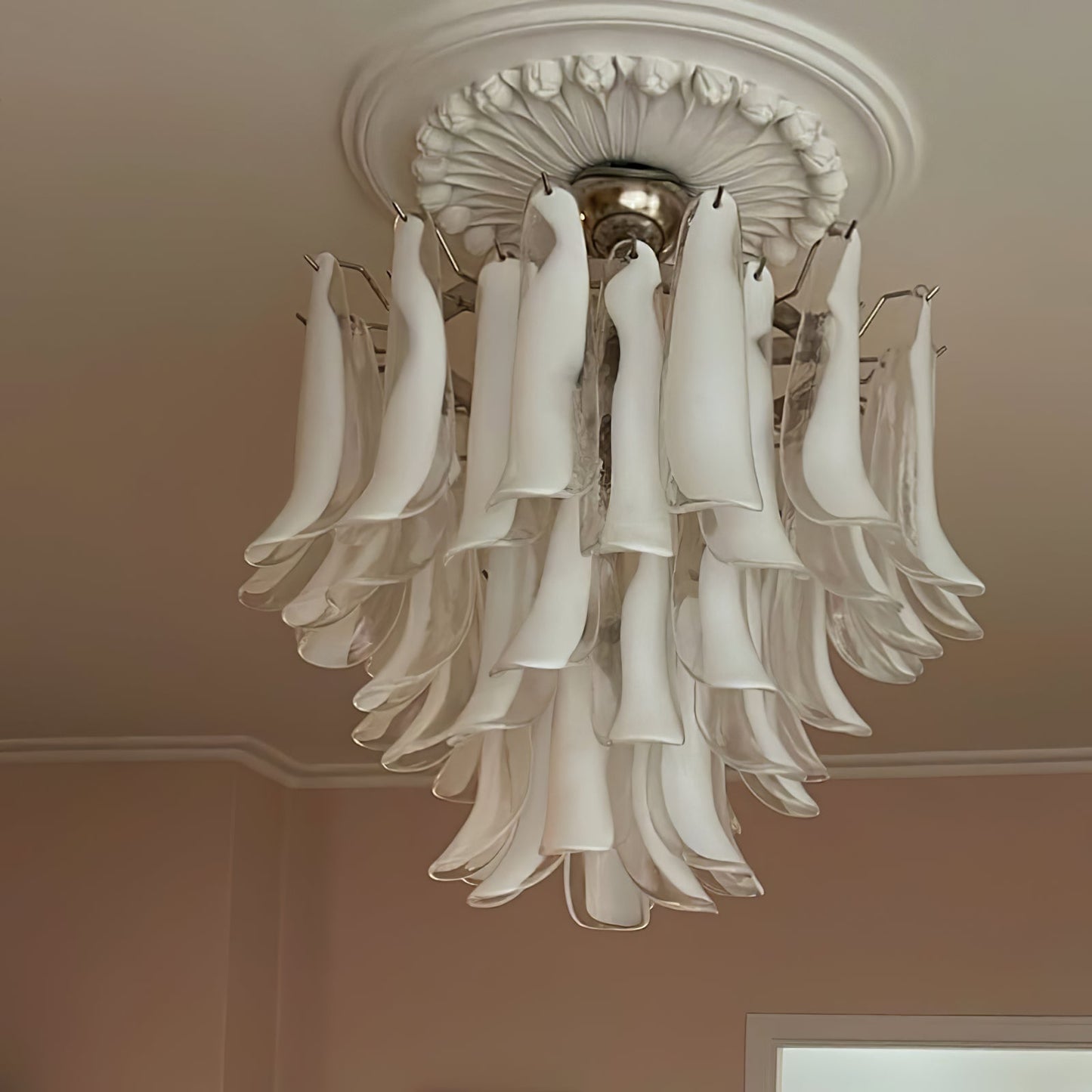 Vintage Murano Petal Glass Ceiling Light
