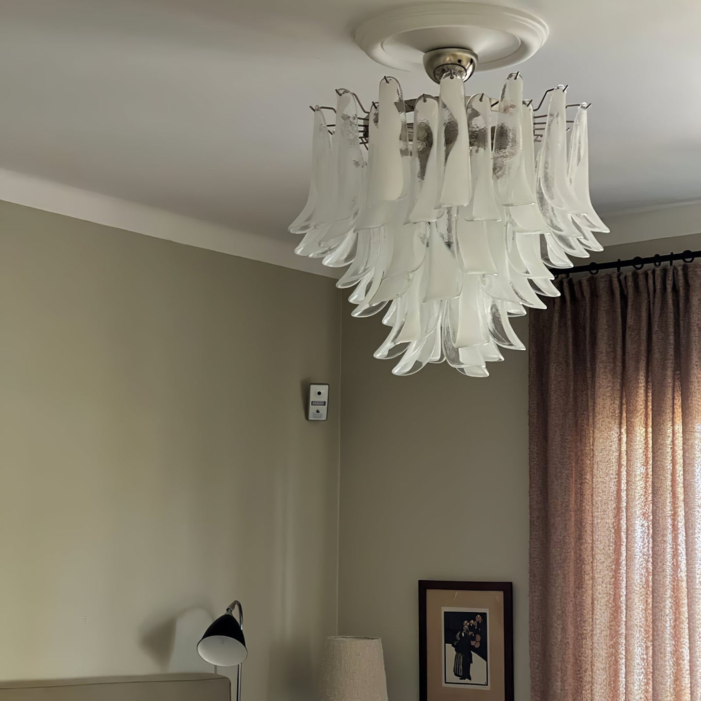 Vintage Murano Petal Glass Ceiling Light