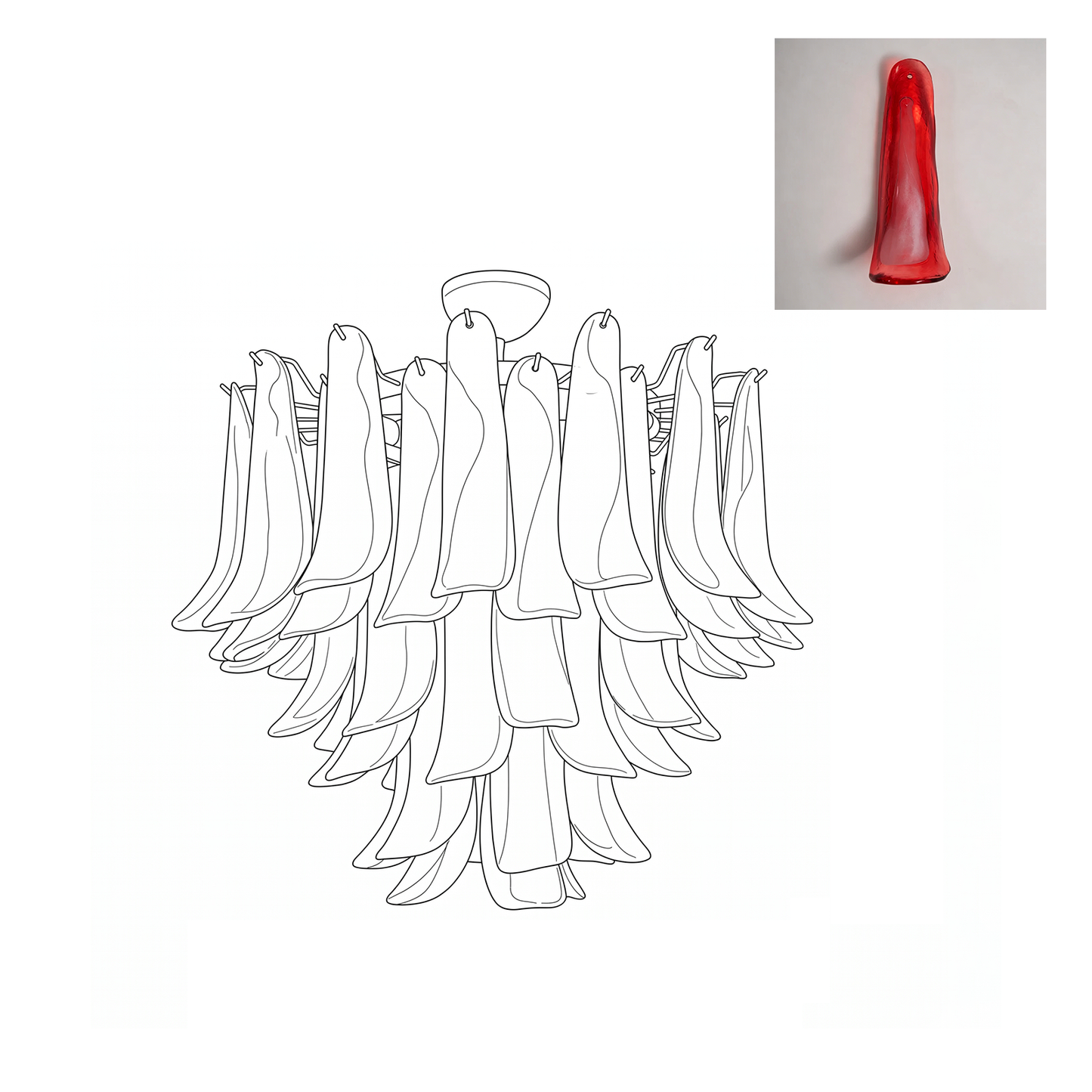 Vintage Murano Petal Glass Ceiling Light
