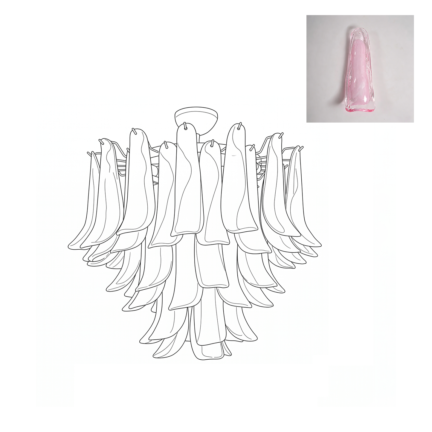 Vintage Murano Petal Glass Ceiling Light