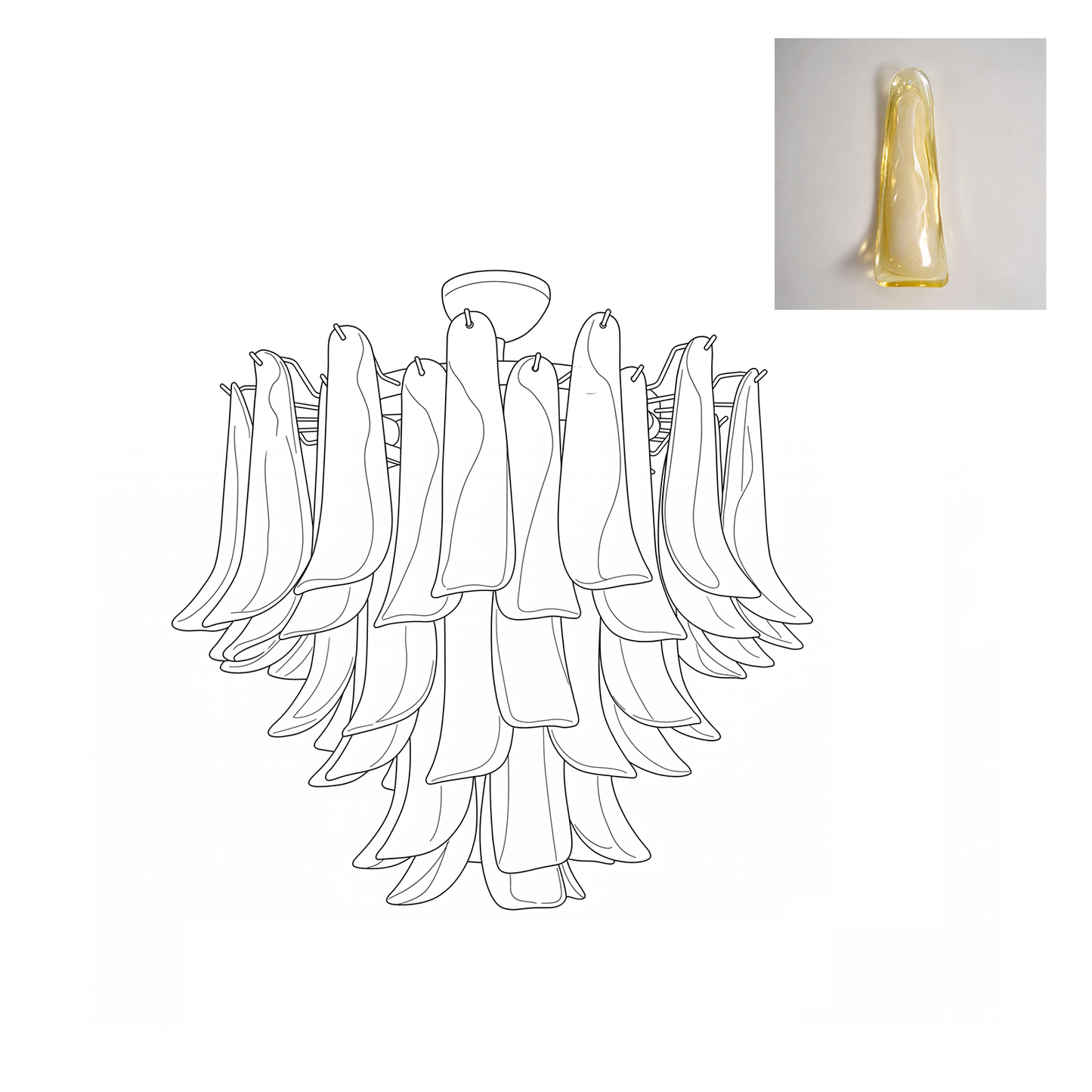 Vintage Murano Petal Glass Ceiling Light