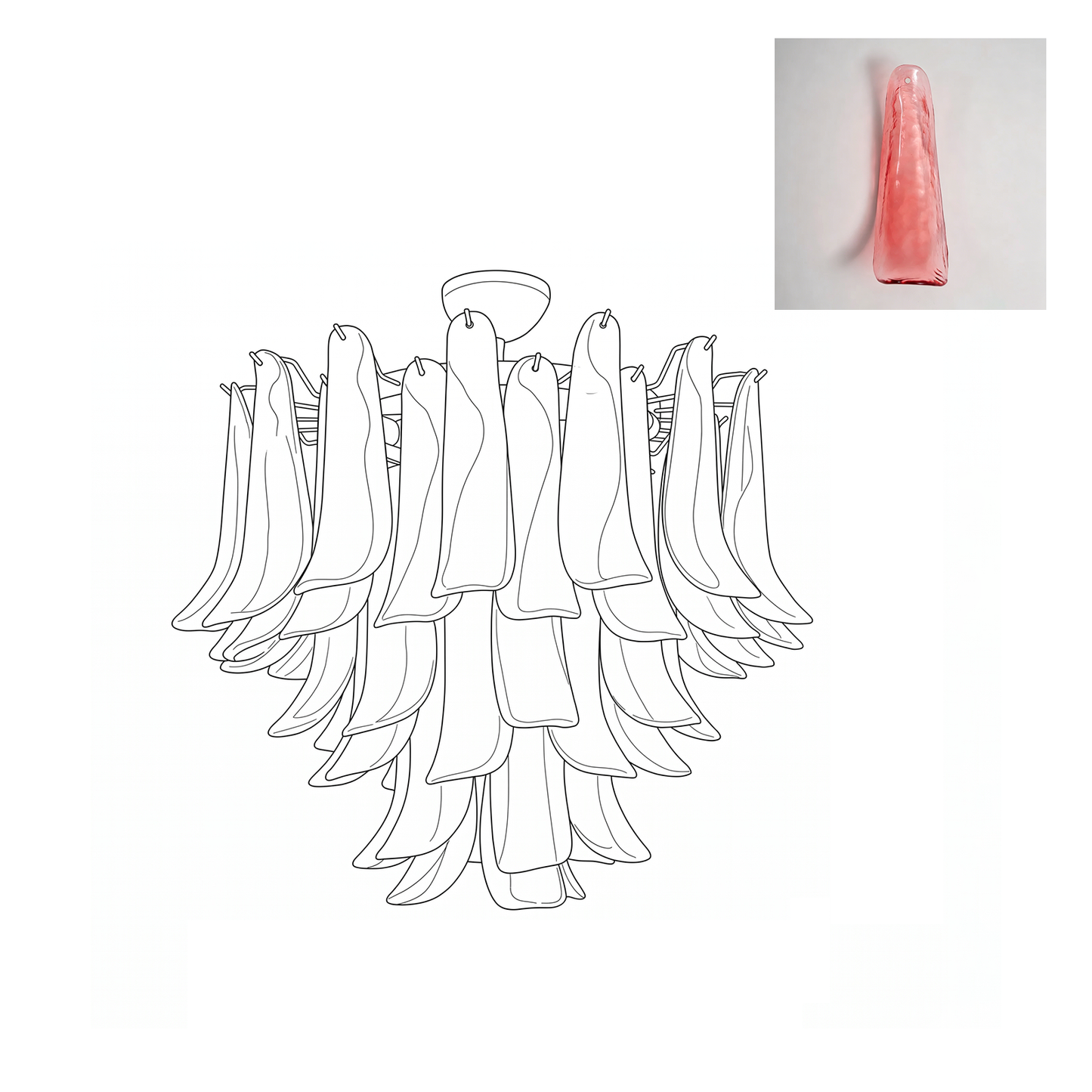 Vintage Murano Petal Glass Ceiling Light