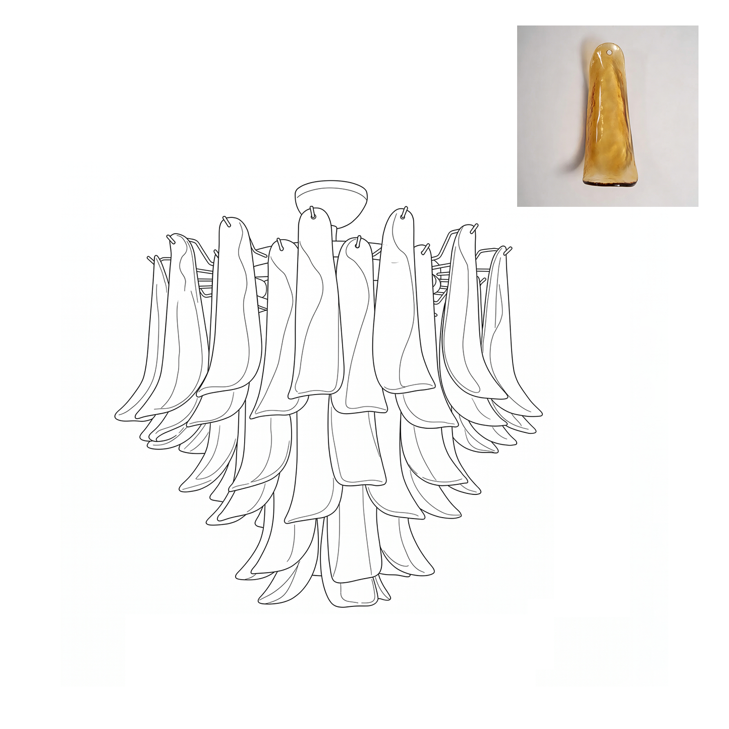 Vintage Murano Petal Glass Ceiling Light
