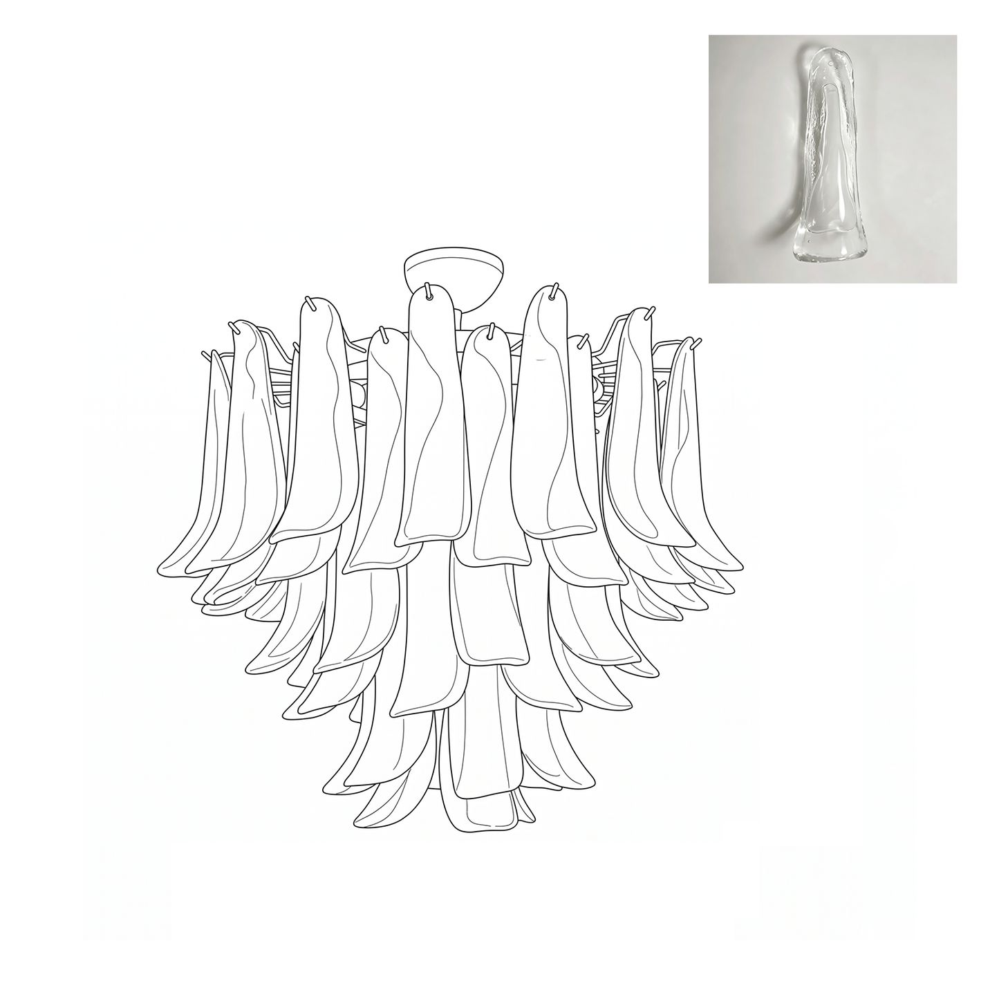 Vintage Murano Petal Glass Ceiling Light