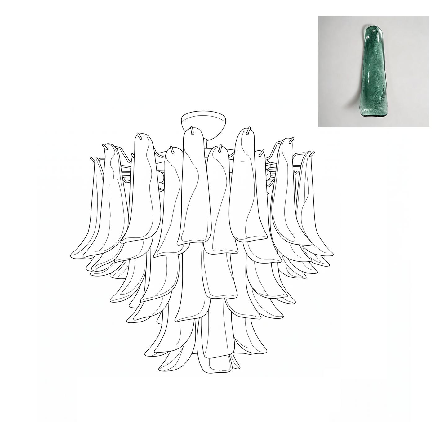 Vintage Murano Petal Glass Ceiling Light