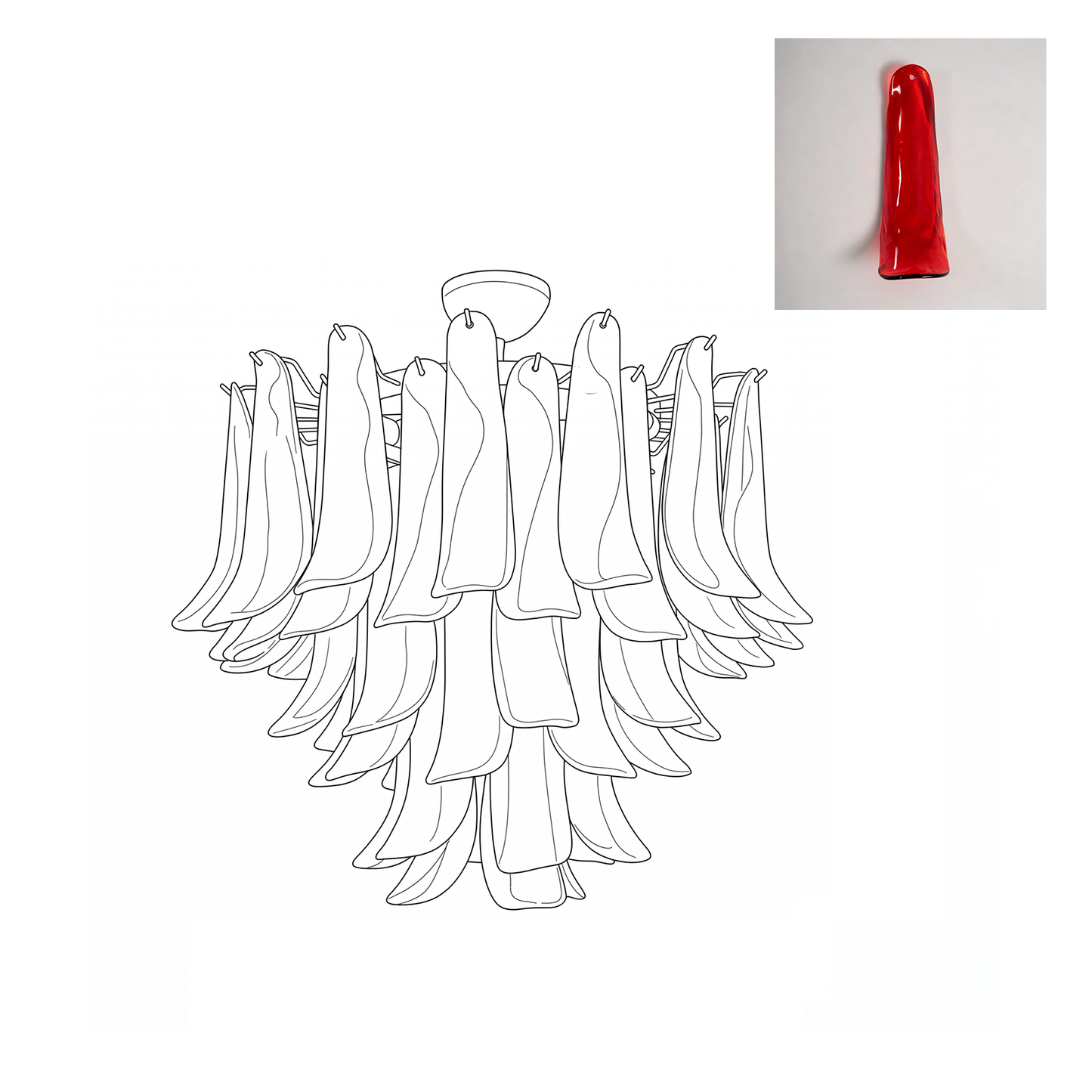 Vintage Murano Petal Glass Ceiling Light
