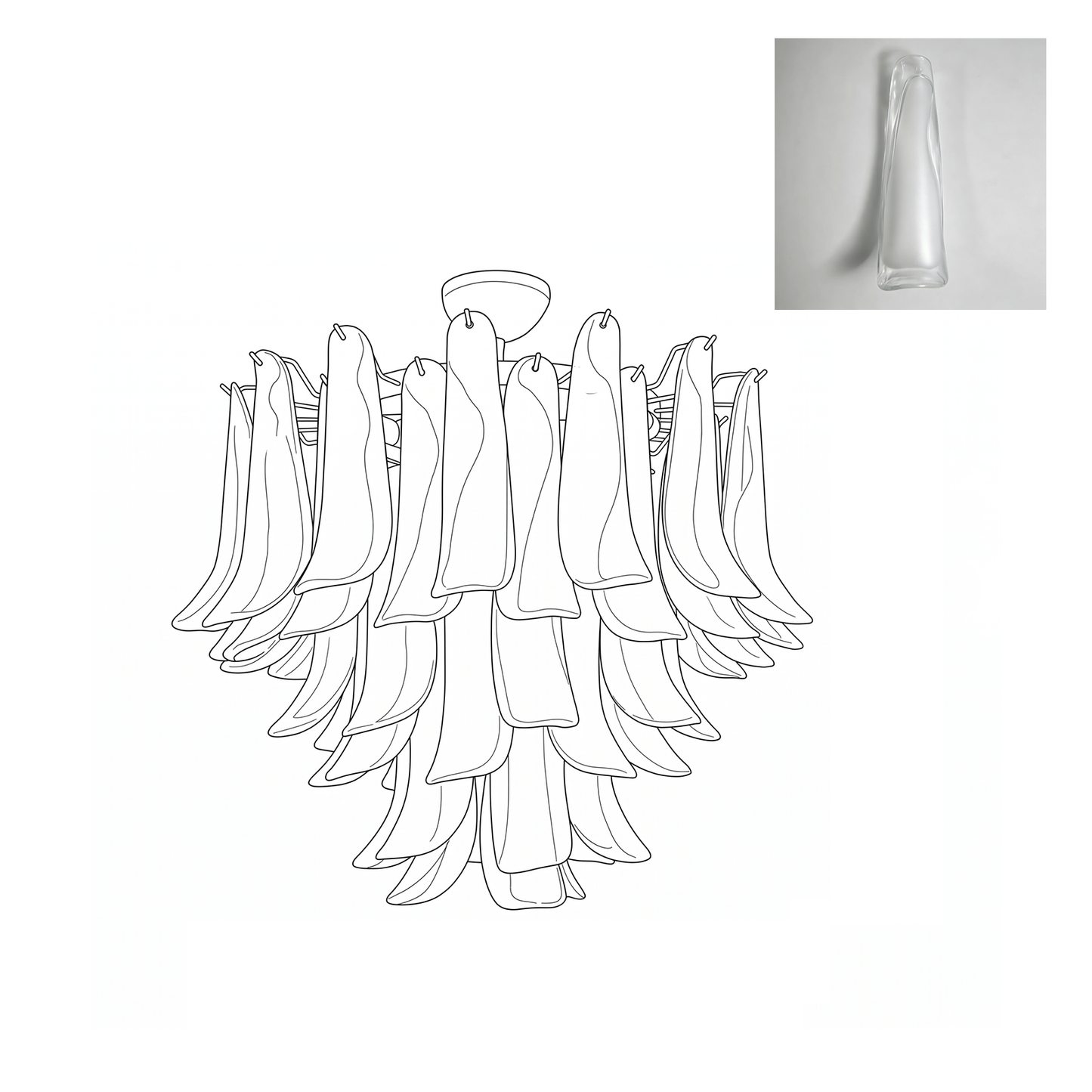 Vintage Murano Petal Glass Ceiling Light