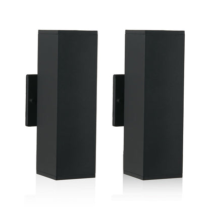 2-Pack Modern Black Outdoor Wall Sconce | Up & Down Weatherproof Light Fixture for Porch, Patio & Garage