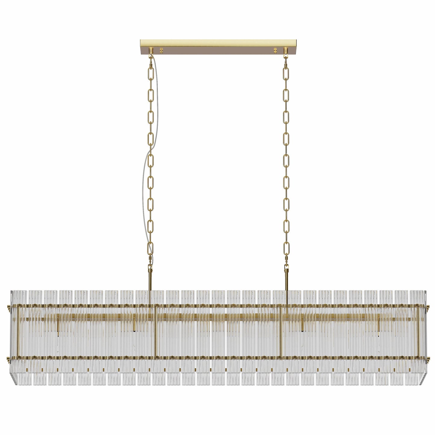 Chandelier Crystal Glass 10-Light Gold Modern Rectangular Pendant Dining
