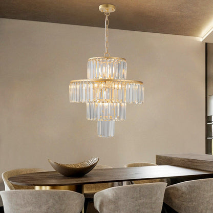 (Same as W1340126461/L5023) 20' Luxury 4-Tier Crystal Chandelier, 12-Light Gold Frame Pendant Light, Elegant Ceiling Lighting for Living Room, Dining Room, Bedroom (No Bulbs)
