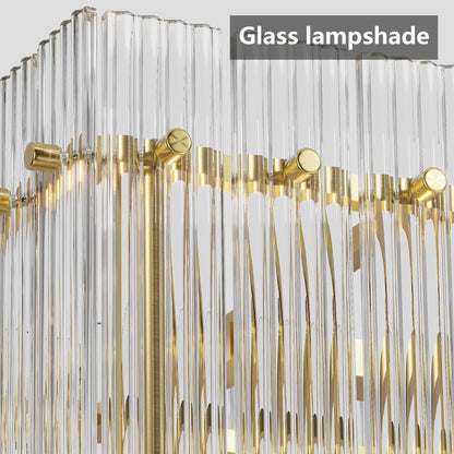 Modern Rectangular Crystal Glass 10-Light Chandelier