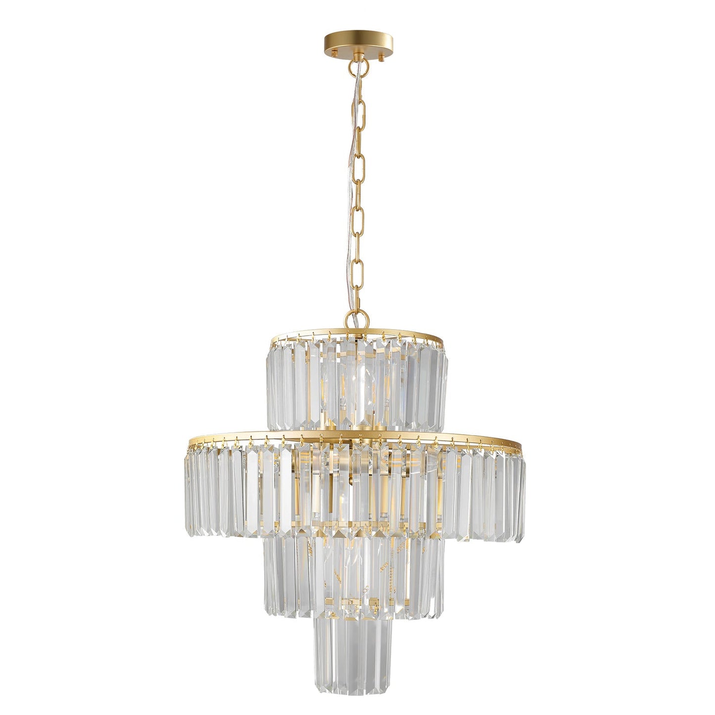 (Same as W1340126461/L5023) 20' Luxury 4-Tier Crystal Chandelier, 12-Light Gold Frame Pendant Light, Elegant Ceiling Lighting for Living Room, Dining Room, Bedroom (No Bulbs)